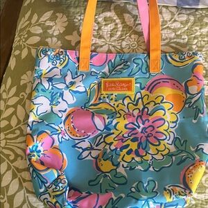 Lilly Pulitzer Vibrant Floral Tote - Blue and Yellow
